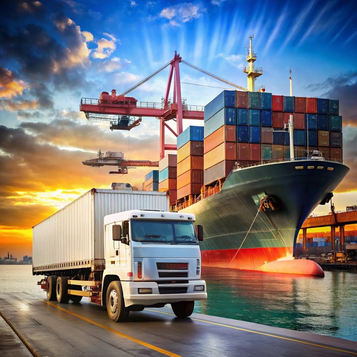 Land freight truck crossing from Saudi Arabia to the Gulf