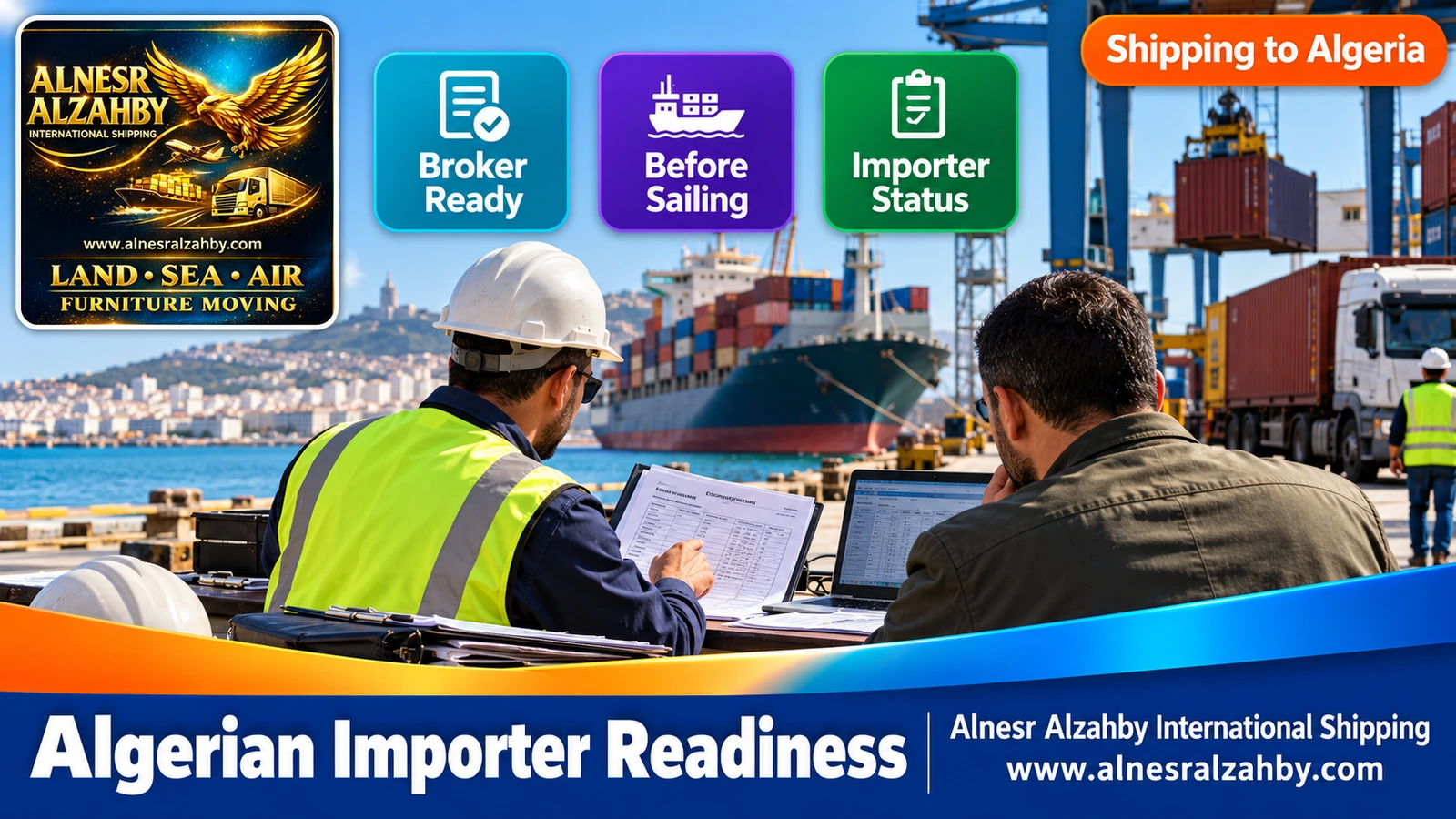 An Algerian importer reviewing container documents with his broker before the ship arrives