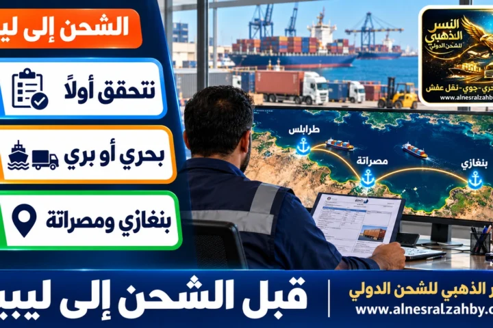 قبل الشحن إلى ليبيا — النسر الذهبي للشحن الدولي