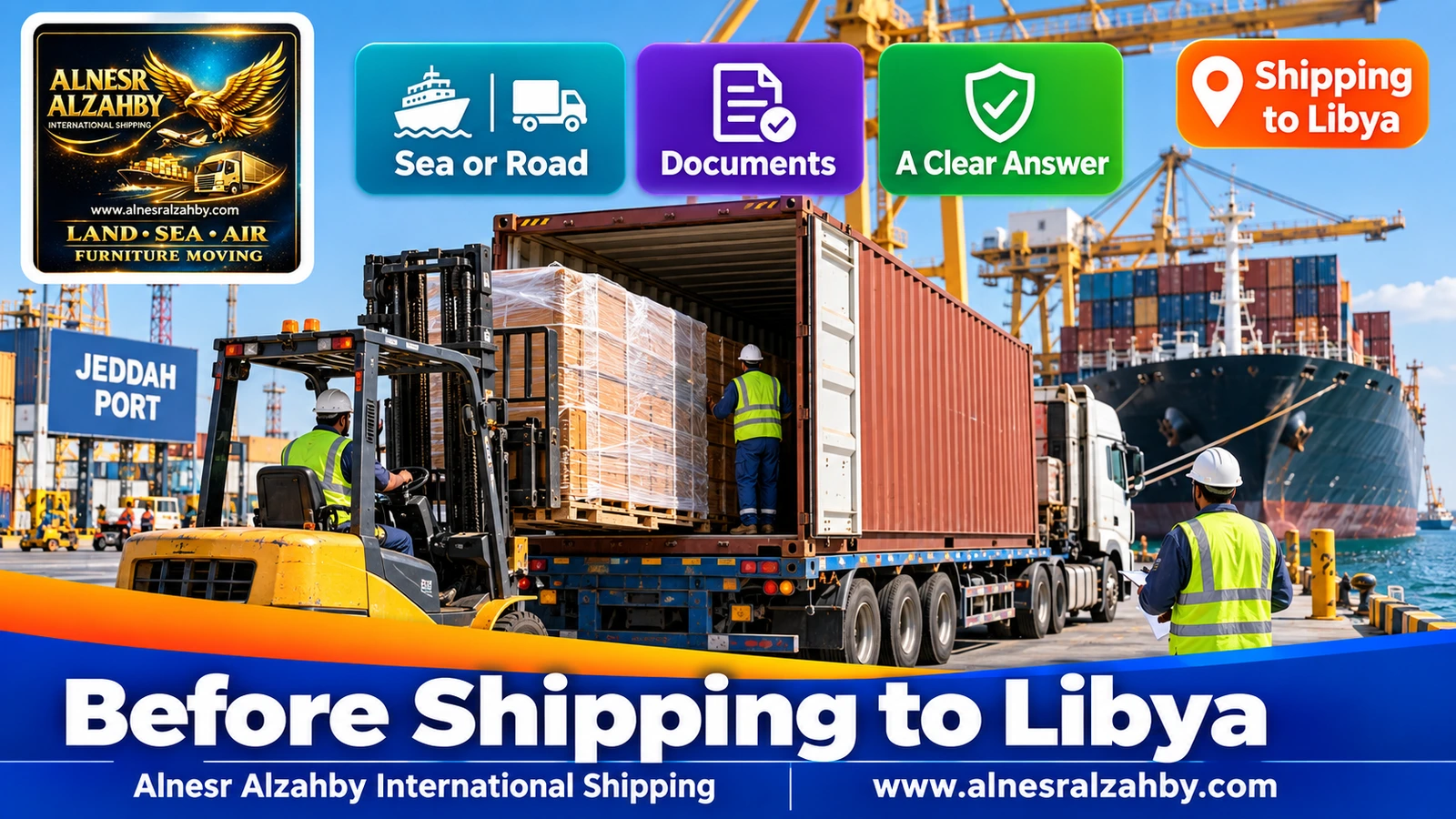 A container loaded in Jeddah bound for a Libyan port after requirements are verified