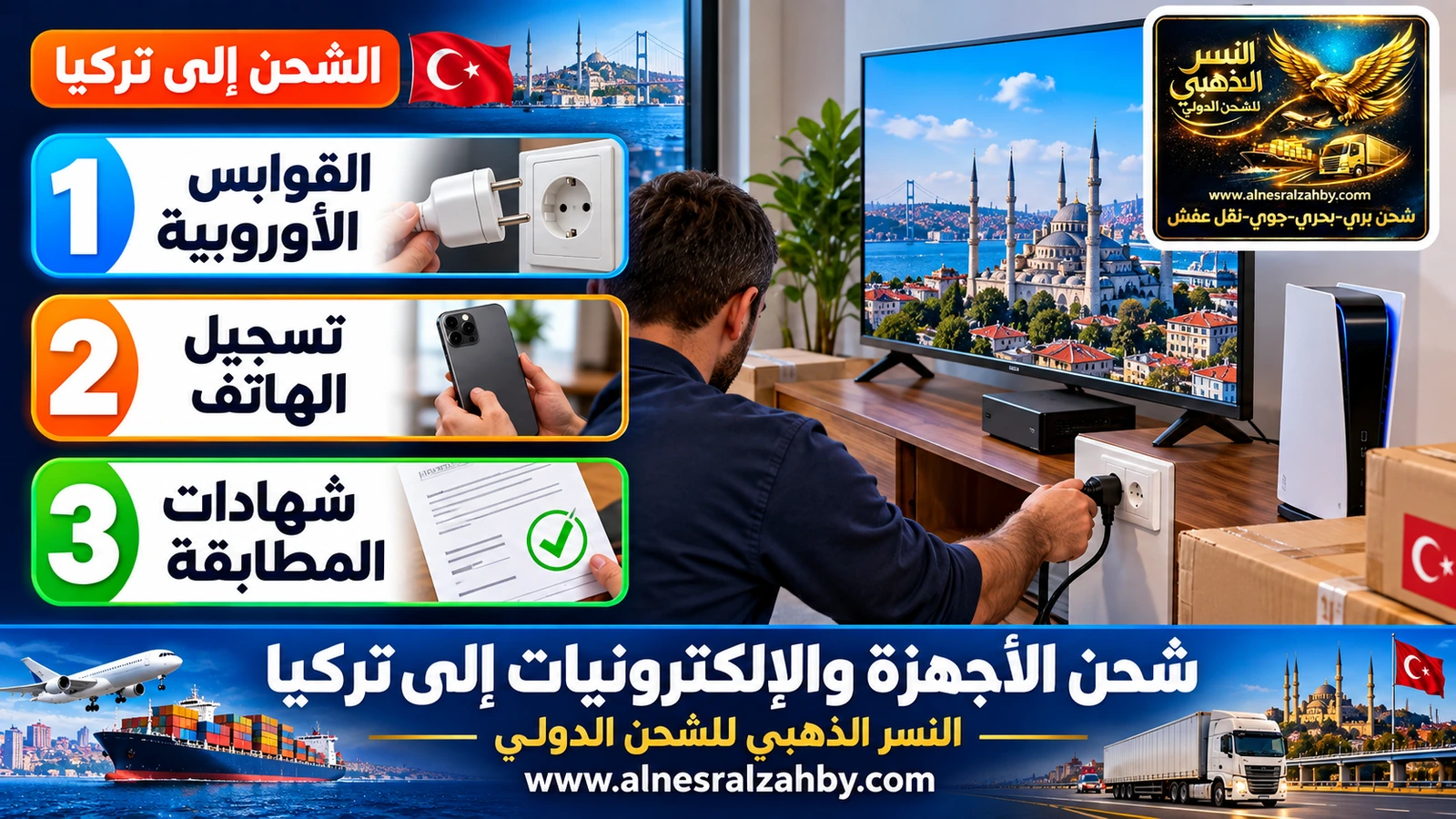 تشغيل جهاز بمحول قابس أوروبي بعد وصوله إلى شقة في تركيا
