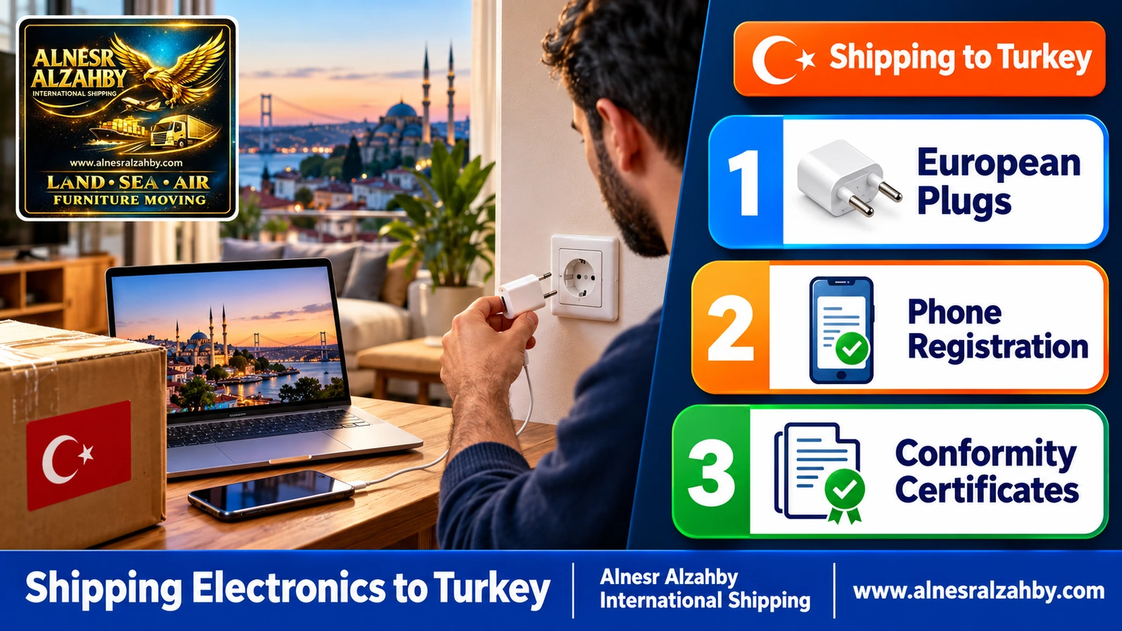 Using a device with a European plug adapter after it arrives at an apartment in Turkey