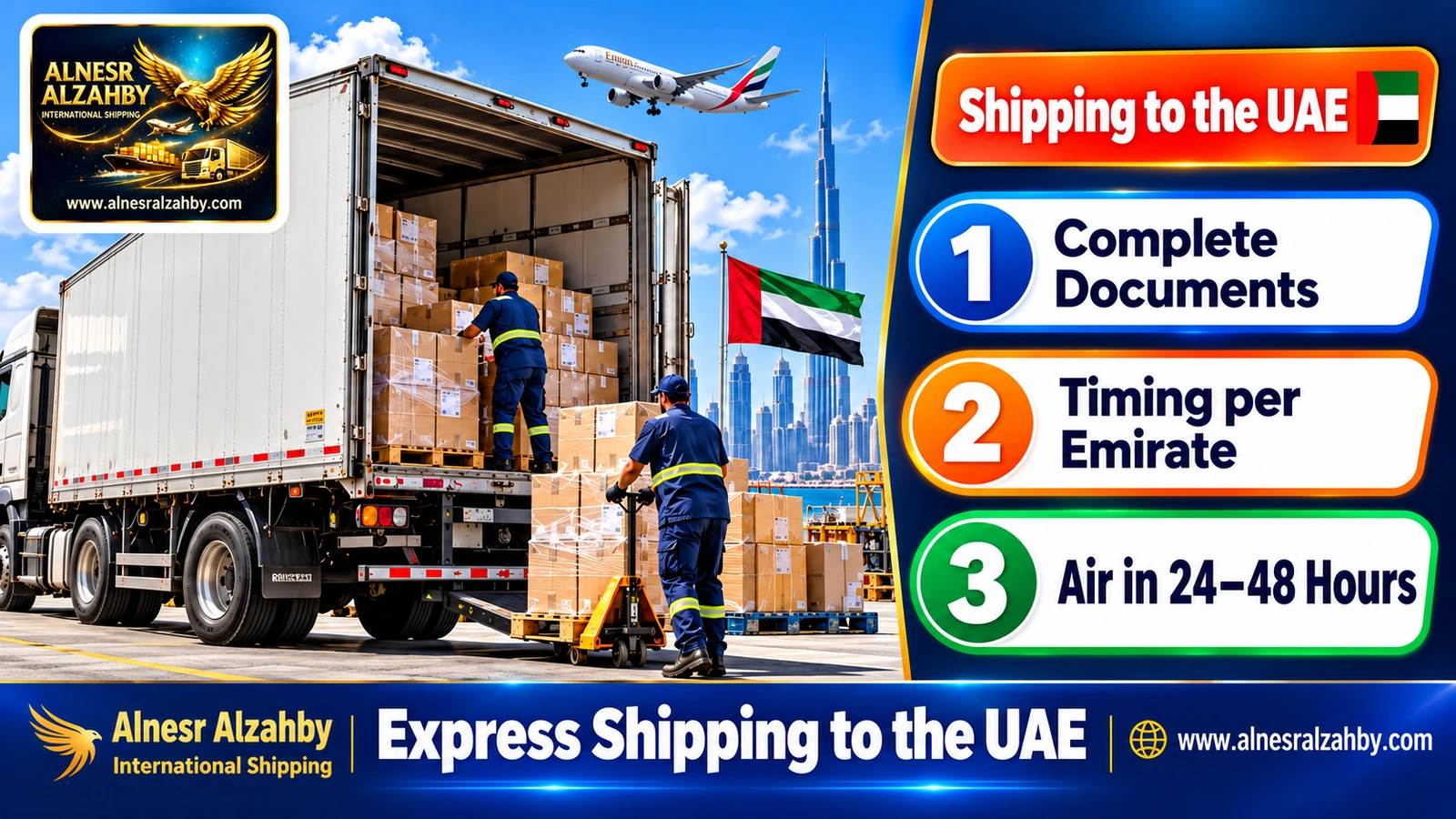 An urgent shipment being loaded onto a dedicated truck bound for the UAE
