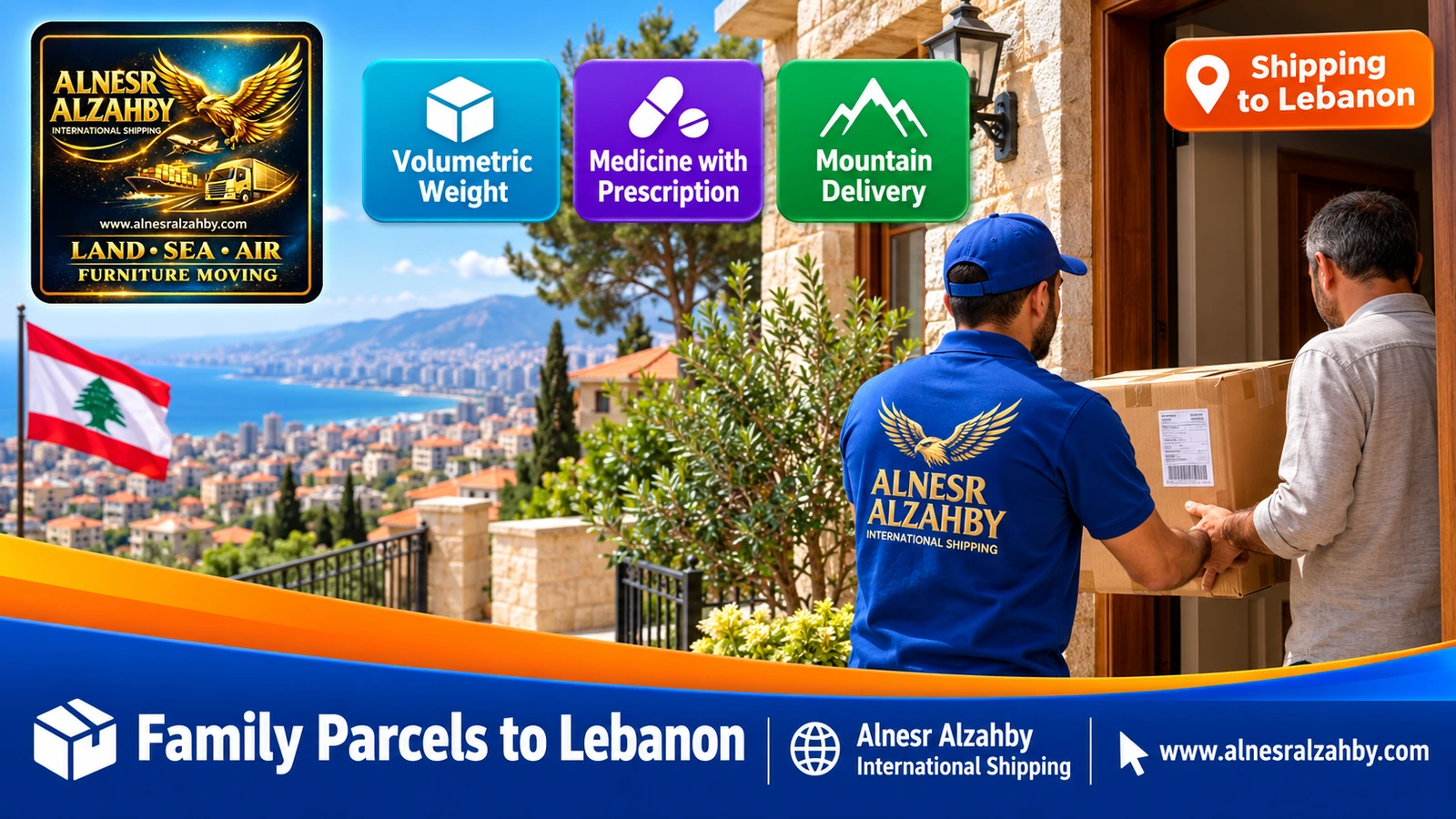 A family parcel delivered to a family's home in Lebanon