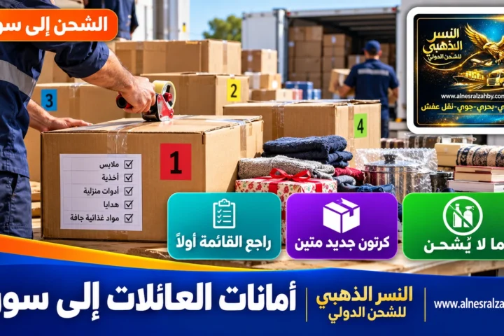 أمانات العائلات إلى سوريا — النسر الذهبي للشحن الدولي