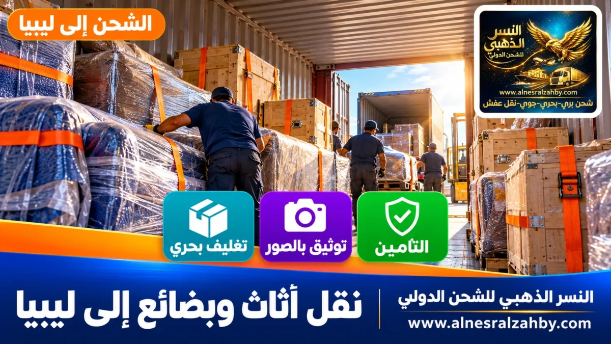 نقل أثاث وبضائع إلى ليبيا — النسر الذهبي للشحن الدولي