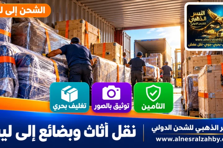 نقل أثاث وبضائع إلى ليبيا — النسر الذهبي للشحن الدولي