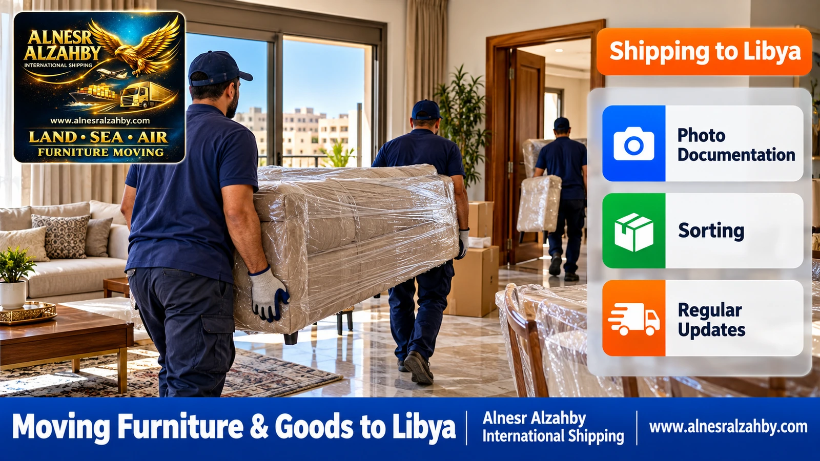 Furniture delivered to a Libyan home after inland transport from the port