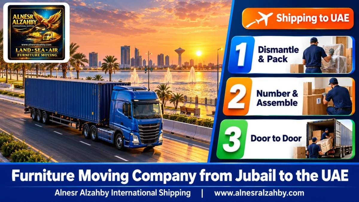 Furniture Moving Company from Jubail to the UAE — Alnesr Alzahby International Shipping