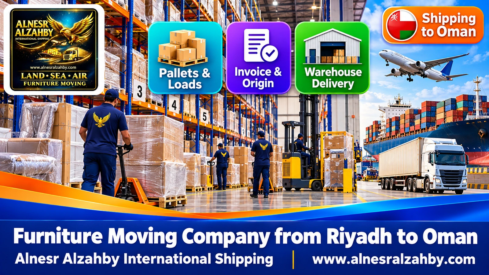 An organised consolidation warehouse with tall racks and numbered pallets