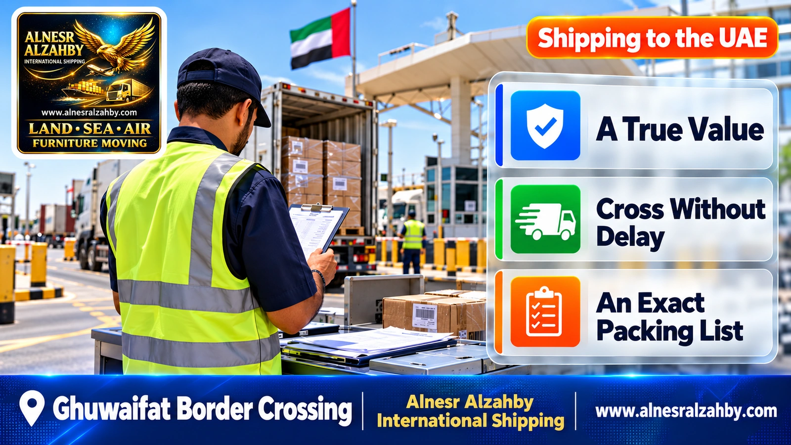 A customs broker reviewing a shipment's packing list and documents at a border crossing