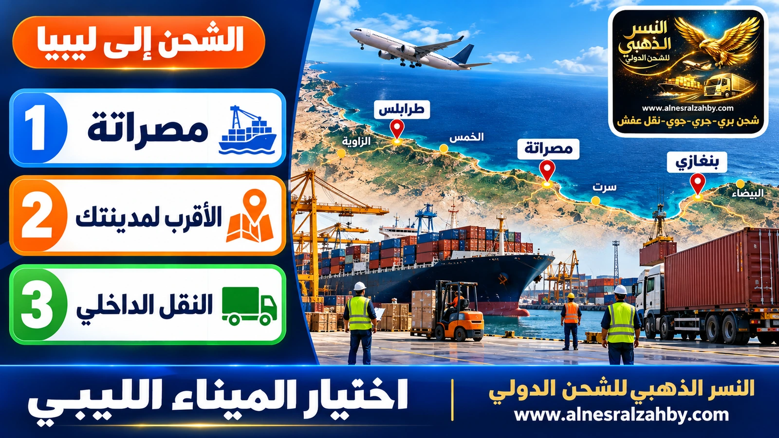 خريطة الساحل الليبي توضح موانئ طرابلس ومصراتة وبنغازي والمدن القريبة منها
