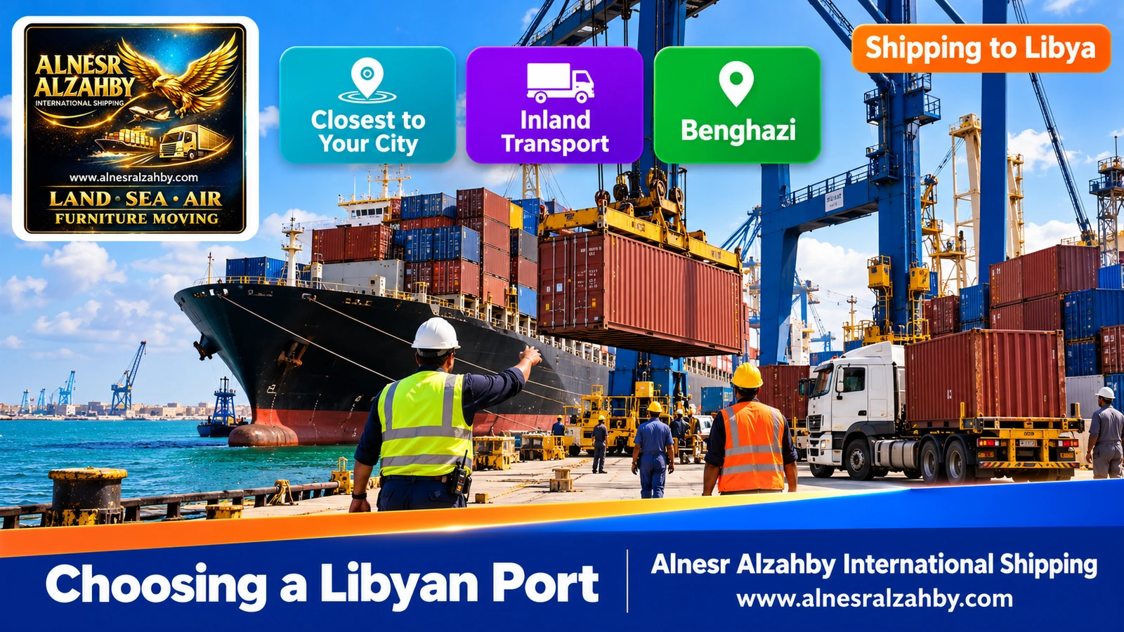 Containers being unloaded at the port of Misrata on the Libyan coast