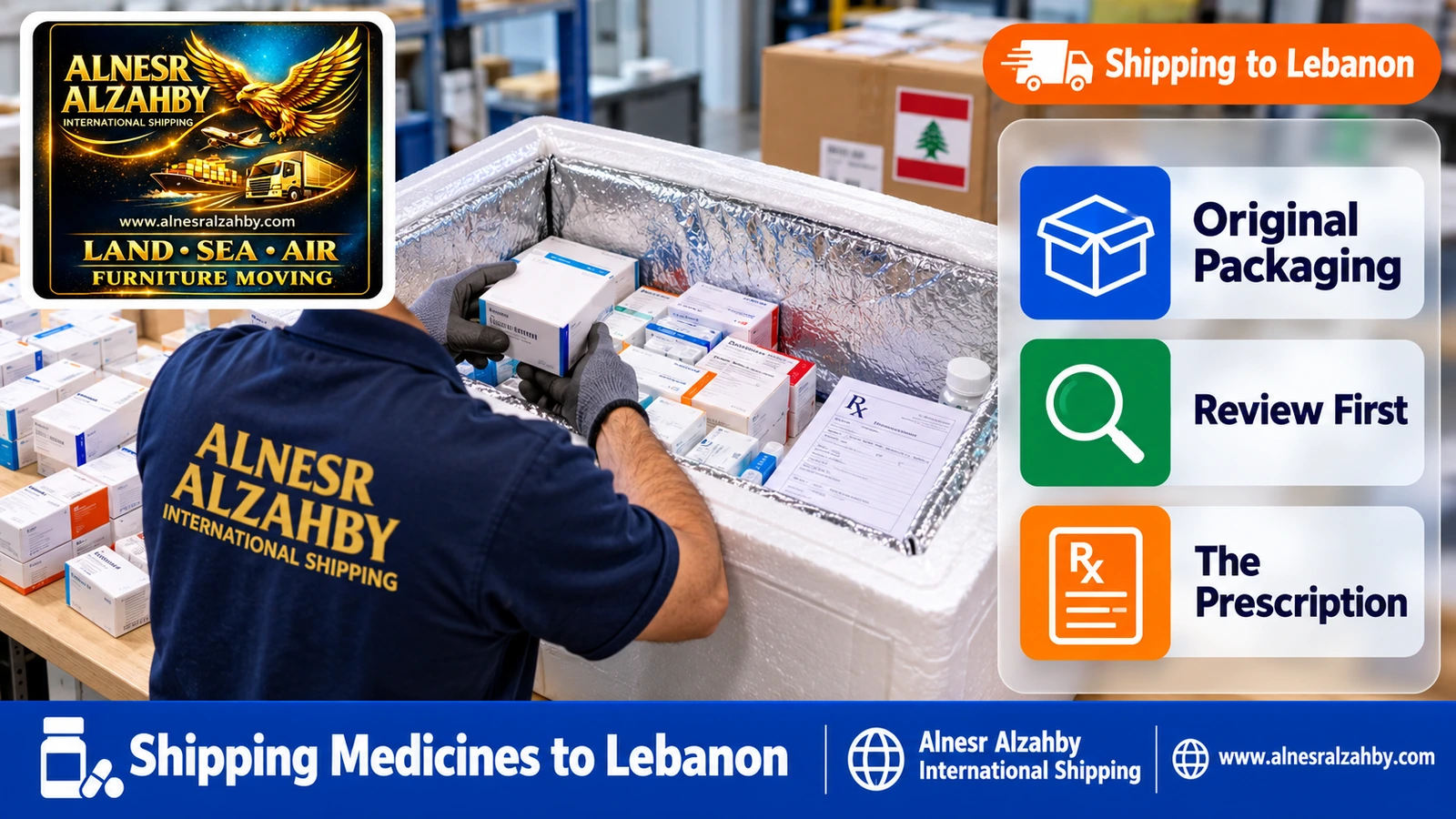 Packing medicine boxes in their original packaging with the prescription in an insulated box