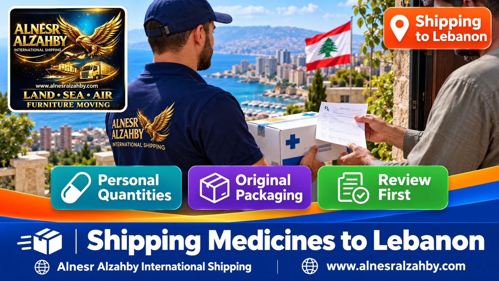 A labelled medicine box with its prescription delivered to a family in Lebanon