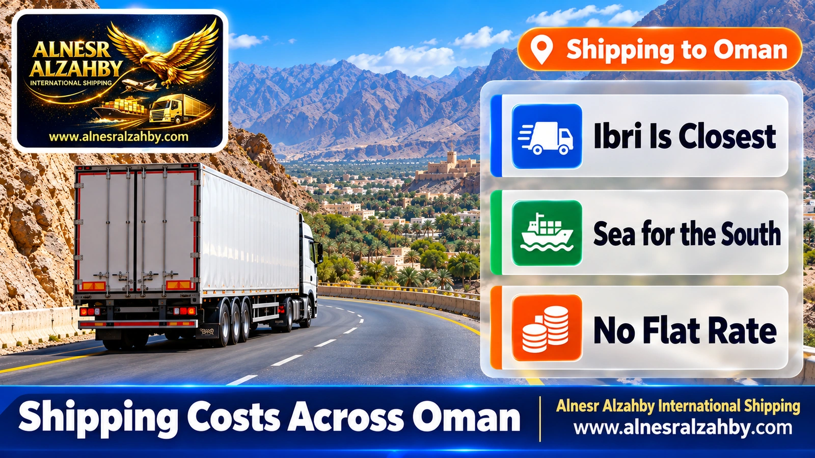 A cargo truck on a mountain road in Oman's interior