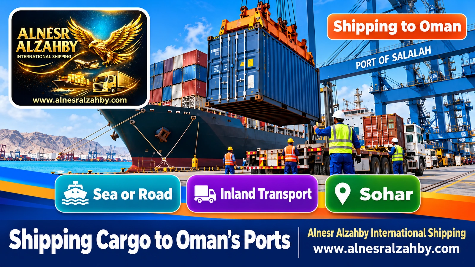 Containers being unloaded at the port of Salalah, Oman