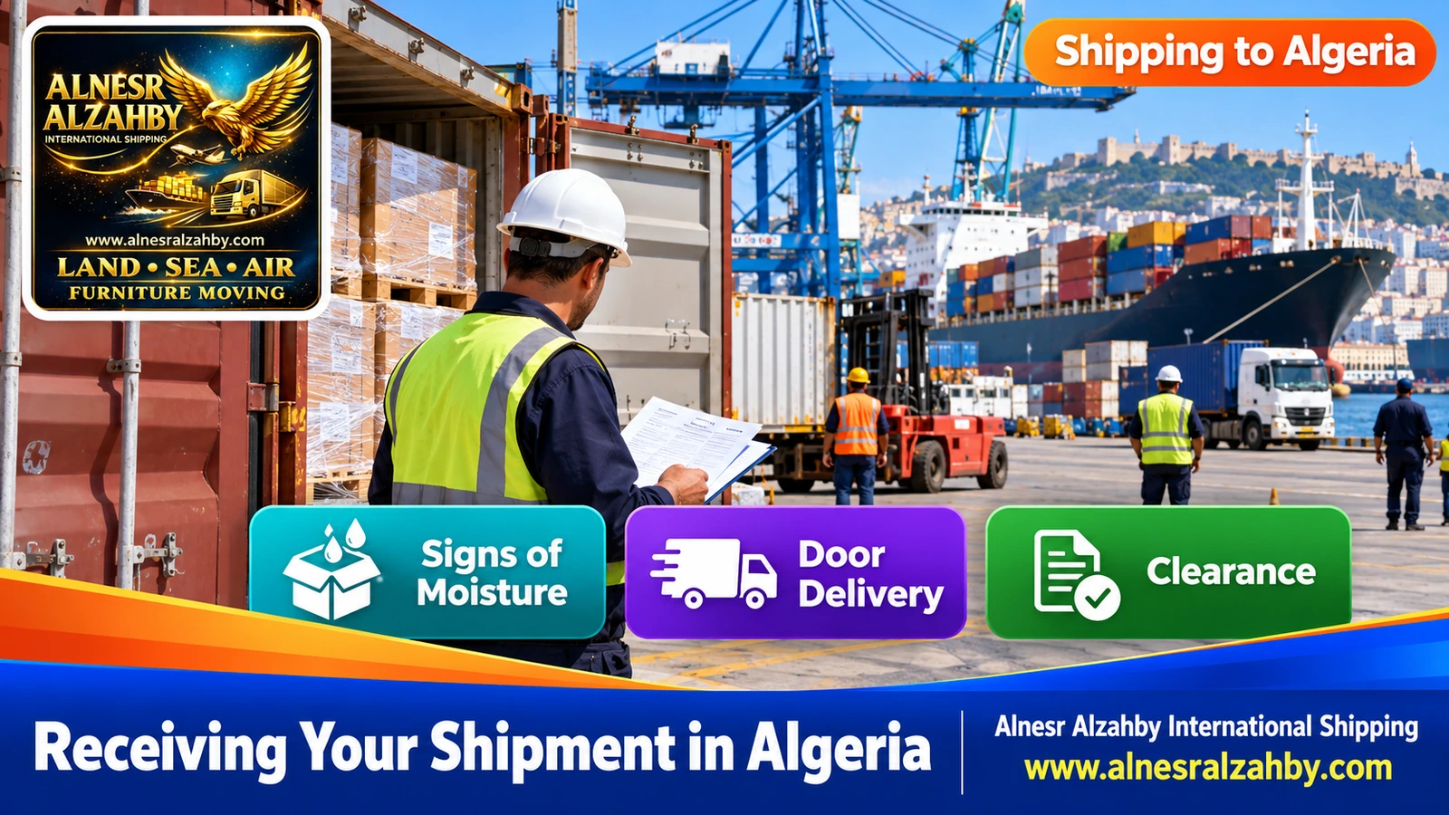 A customs broker handling a container's clearance in the Algiers port yard