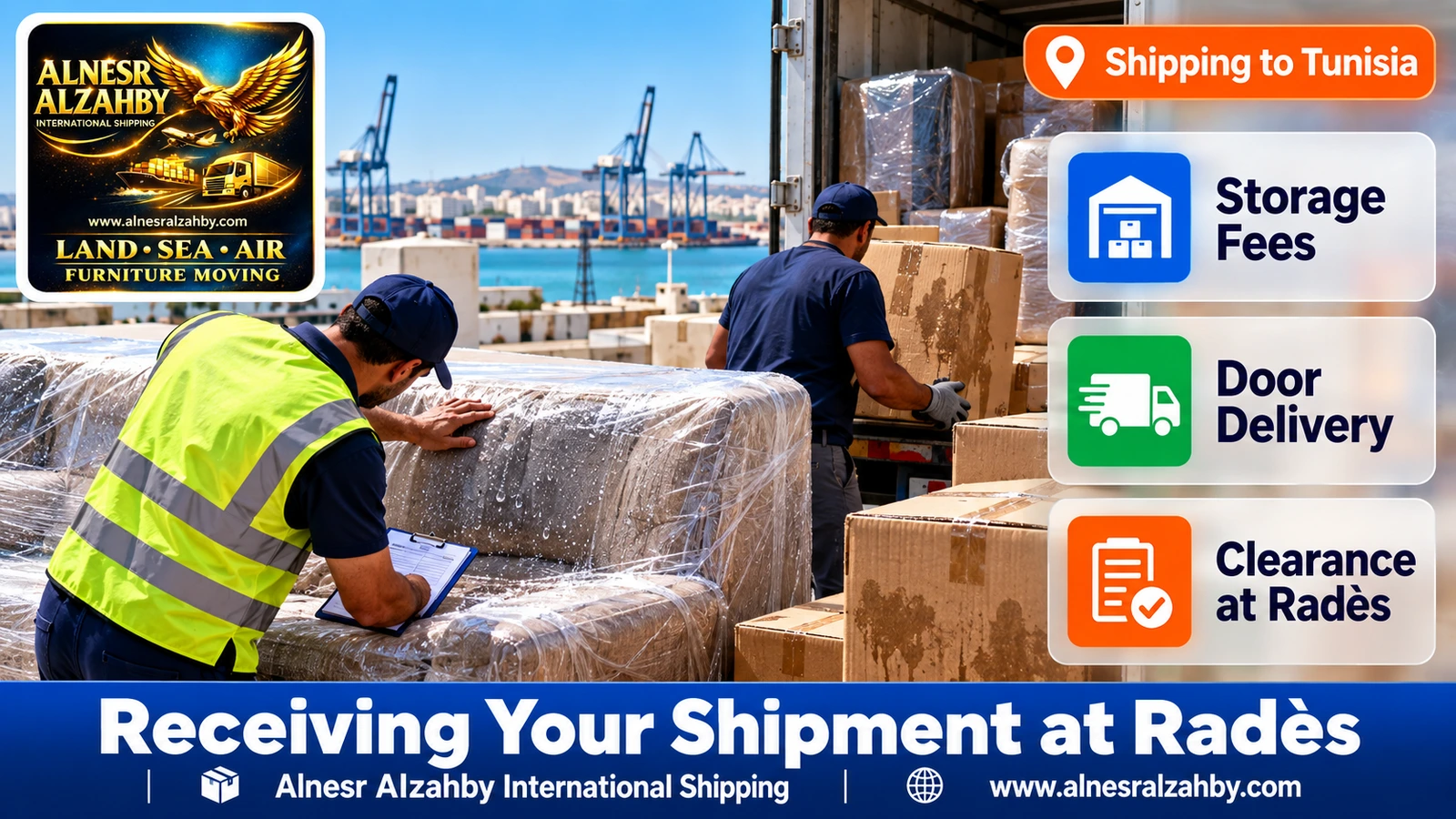 Checking boxes and furniture for moisture signs on delivery in Tunisia
