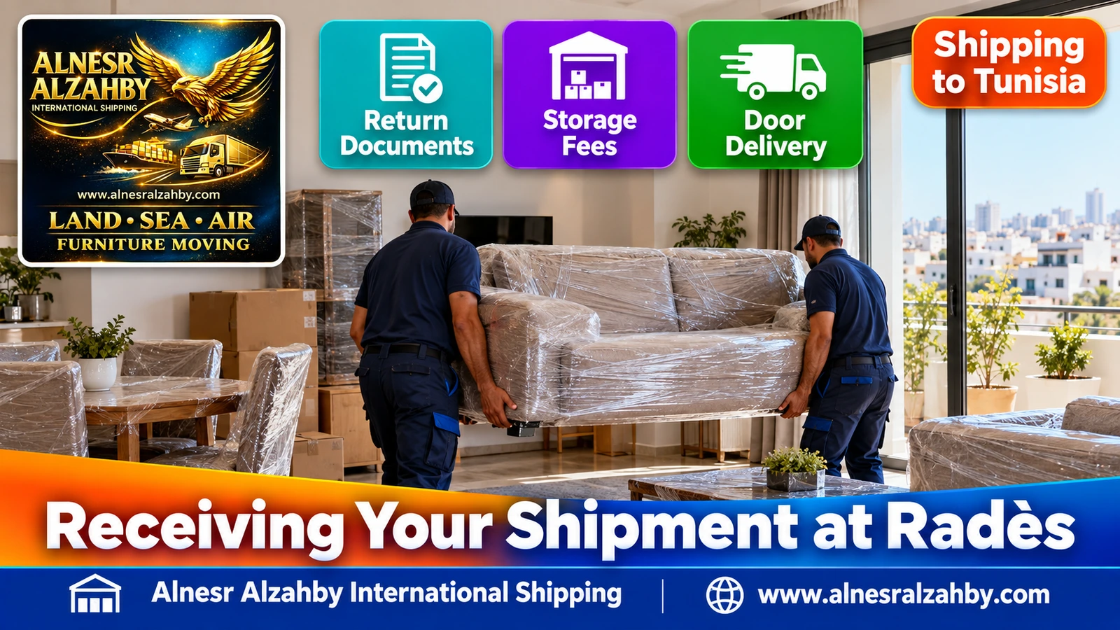 Furniture delivered to an apartment in Tunis after clearance at Radès
