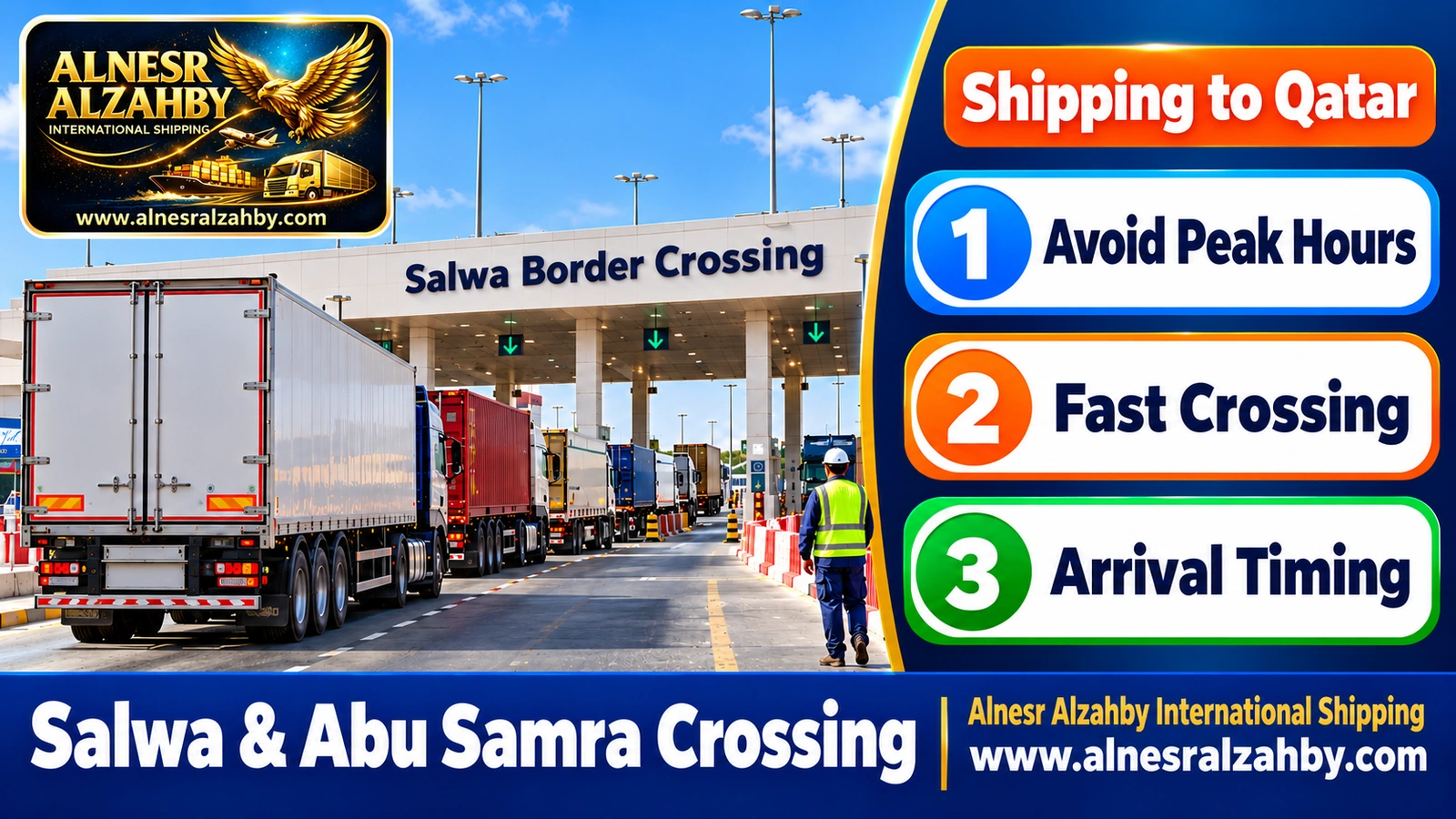 Cargo trucks waiting their turn in the Salwa border crossing yard