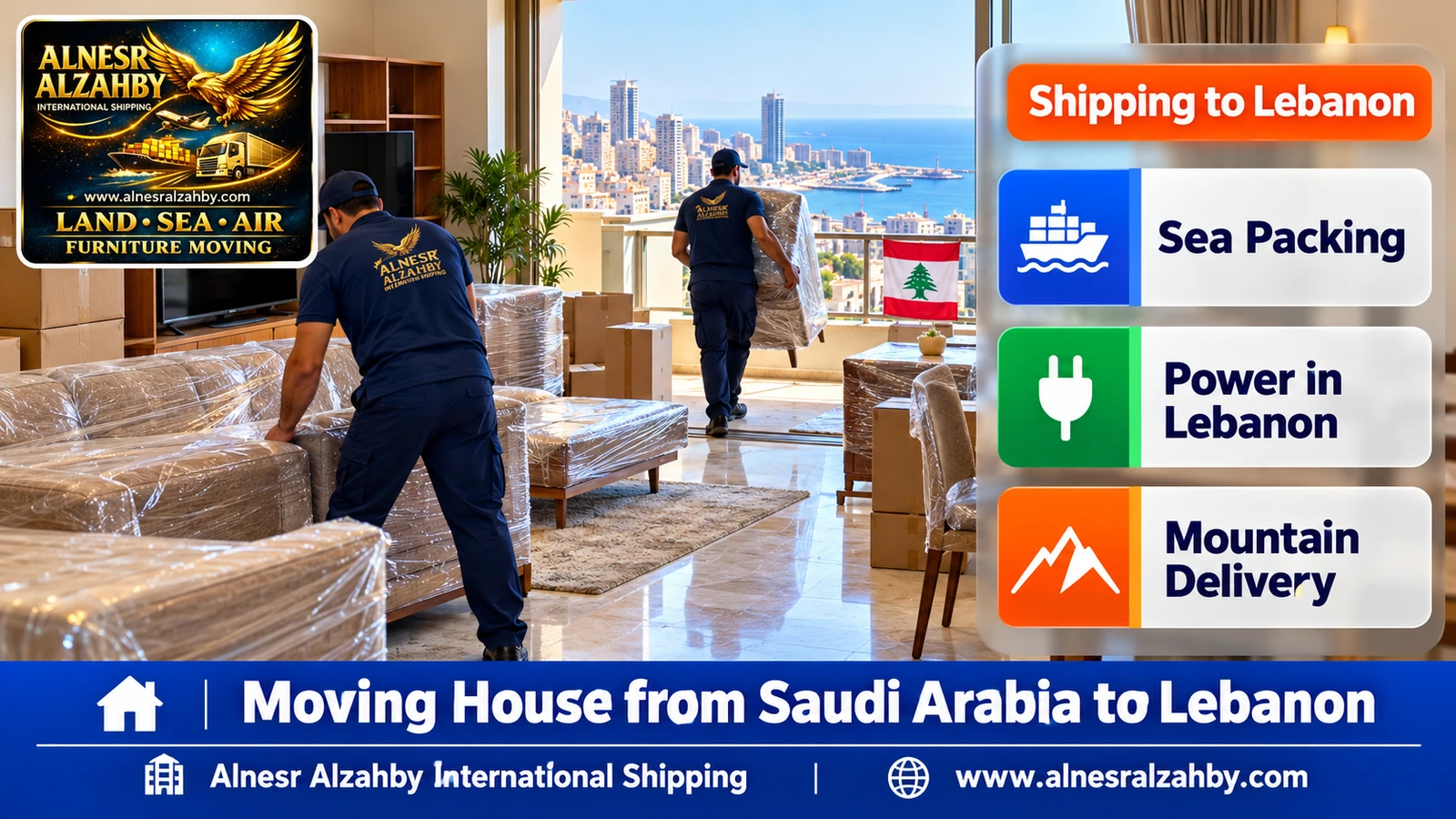 Furniture unloaded and placed in the rooms of an apartment in Beirut