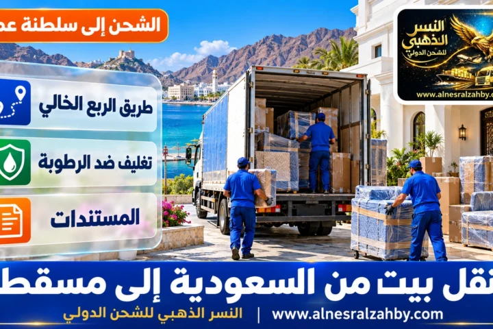 نقل بيت من السعودية إلى مسقط — النسر الذهبي للشحن الدولي