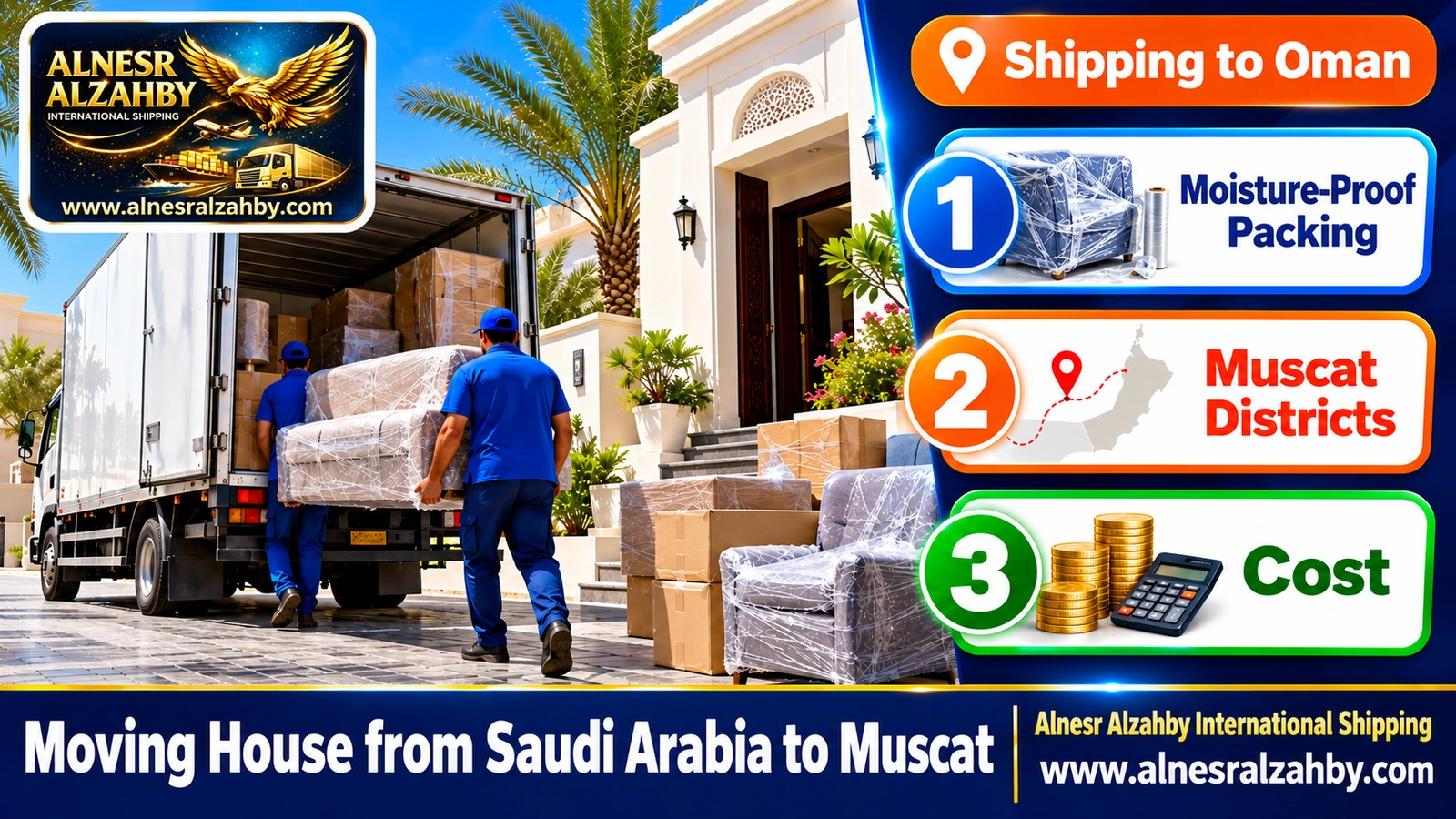 Unloading furniture at a villa in Al Mawaleh, Muscat