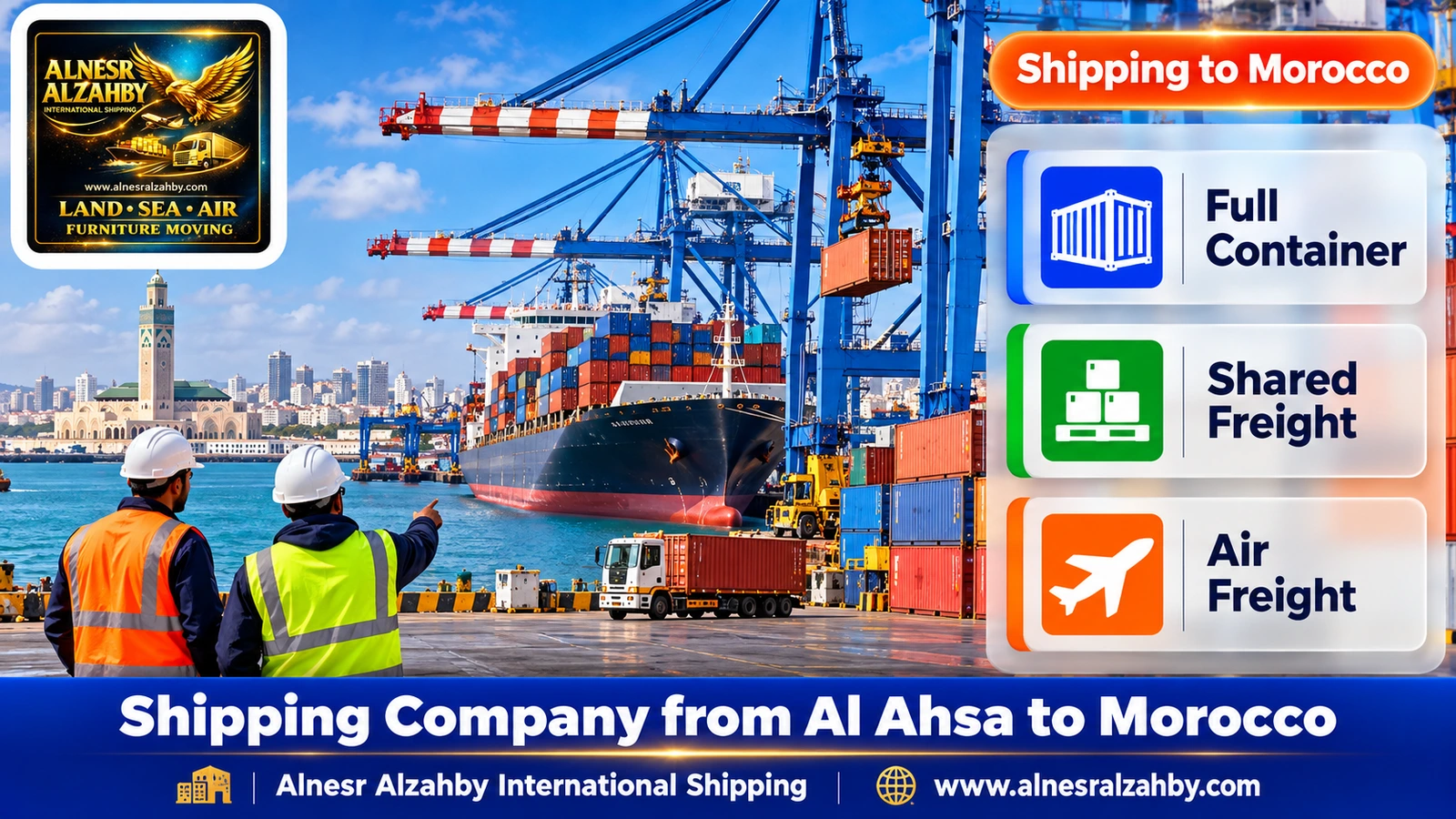 Cranes and containers at Casablanca port on the Atlantic