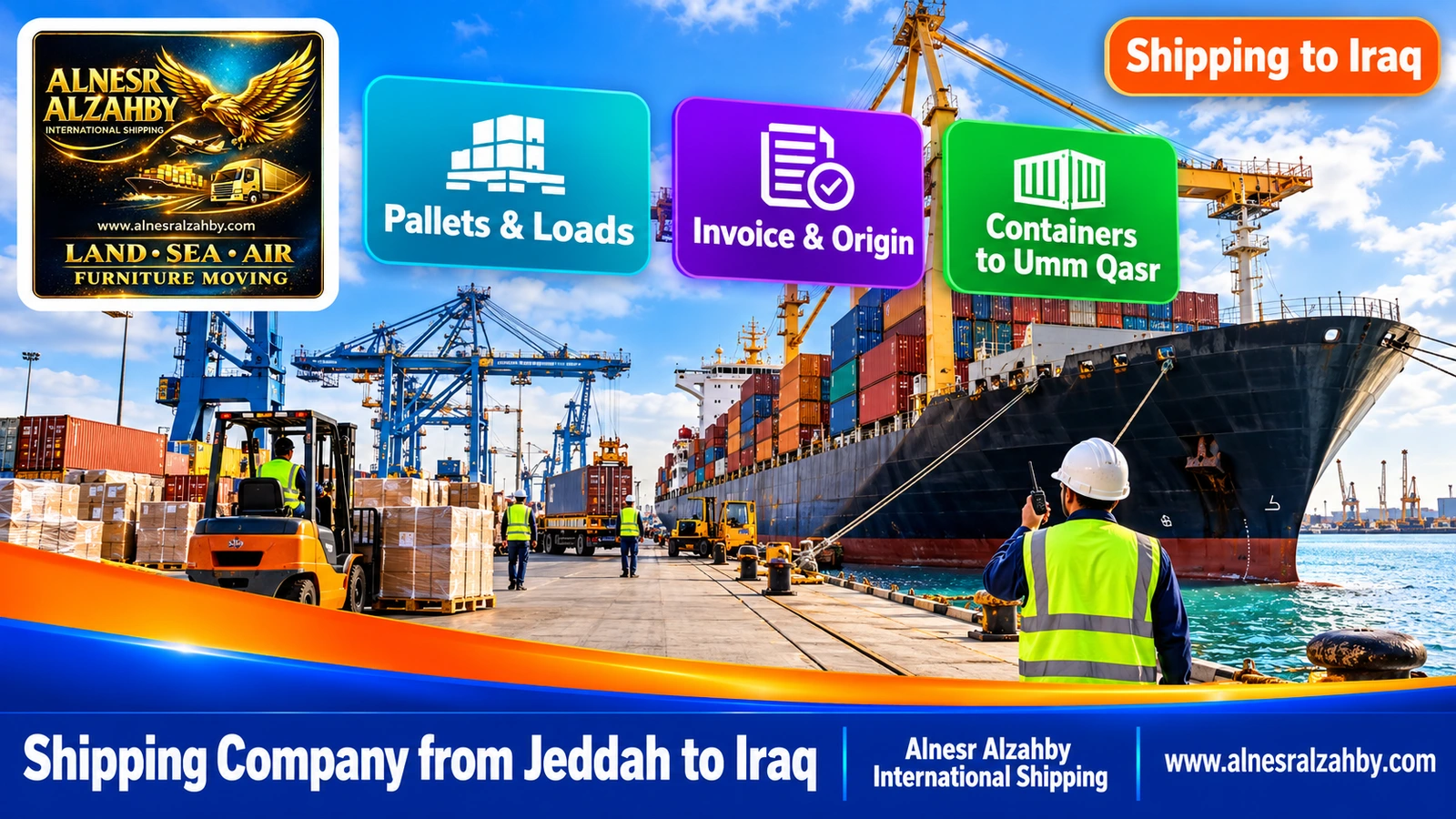 A container ship at Umm Qasr port in Basra