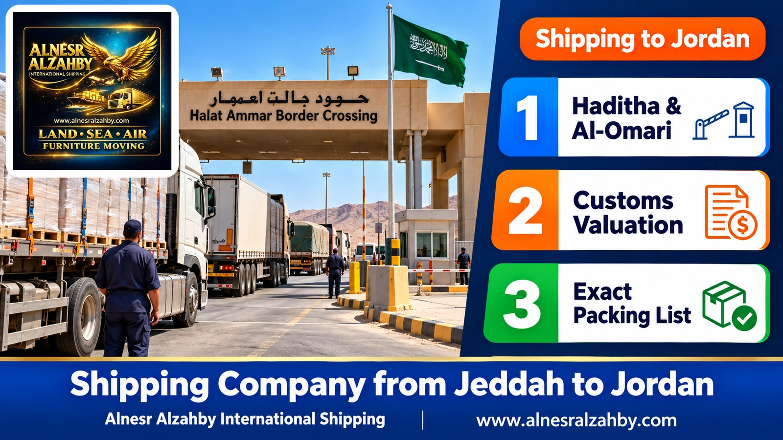 Trucks at the Halat Ammar border crossing near Tabuk