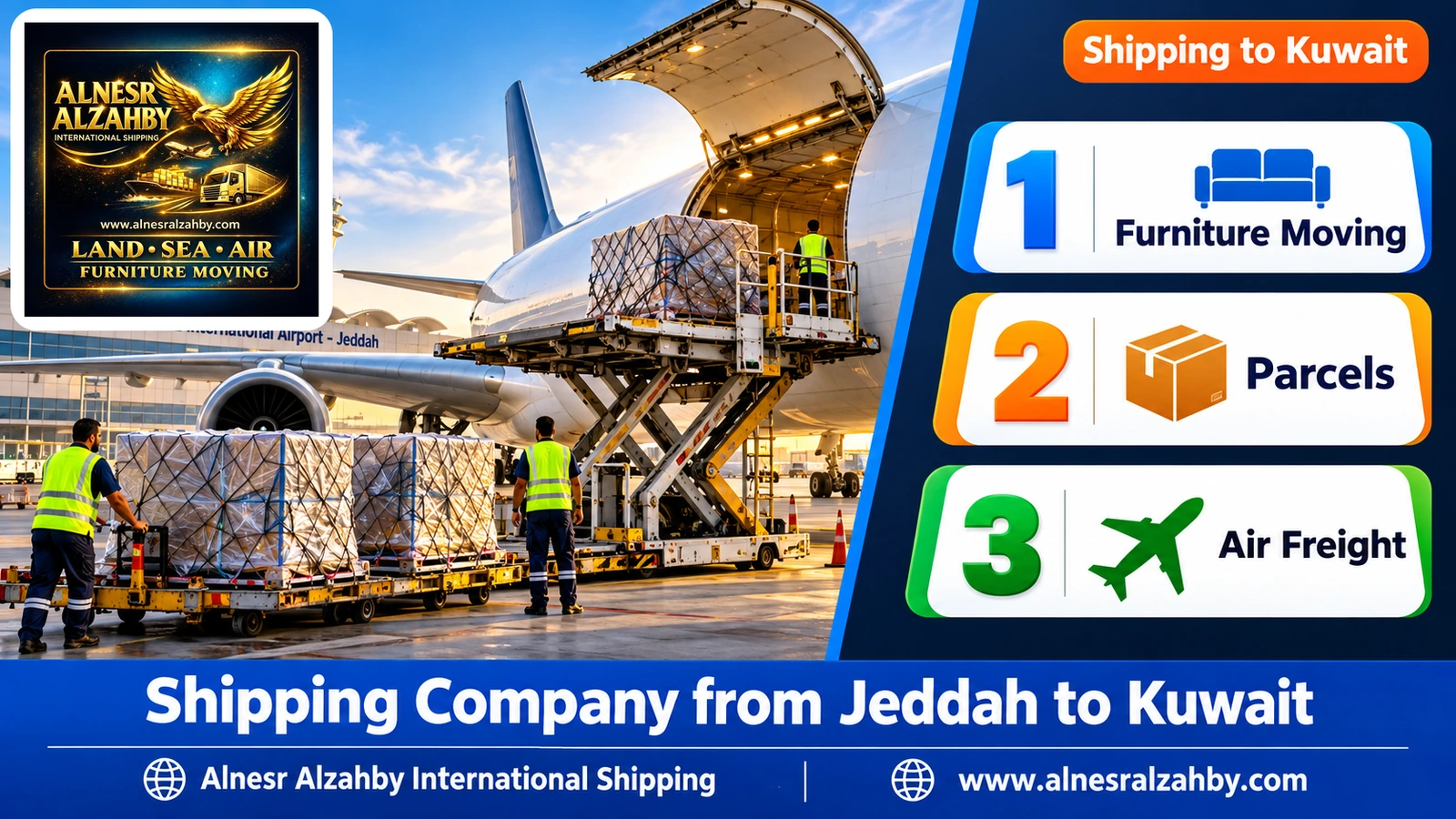 A cargo plane at King Abdulaziz Airport, Jeddah, being loaded with air pallets