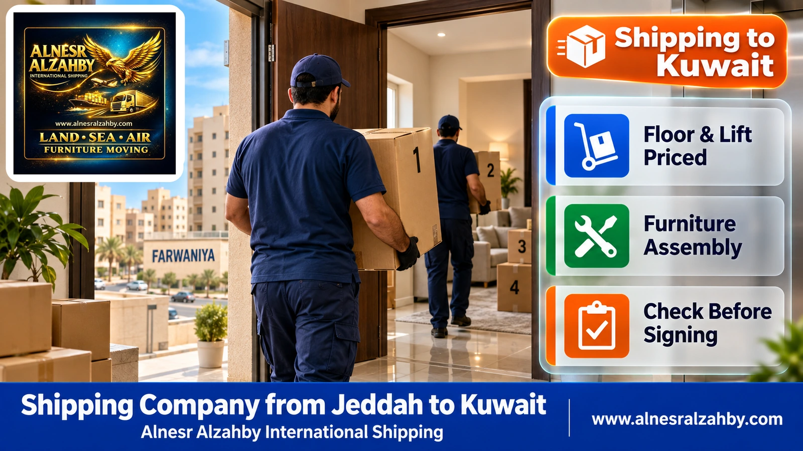 Numbered boxes delivered into an apartment in Farwaniya