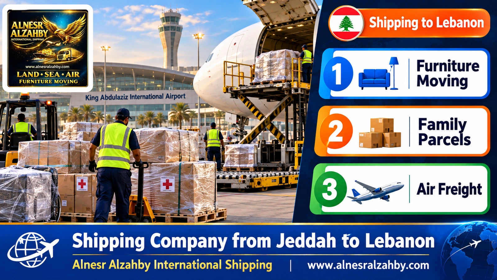 Wrapped family parcels and medicines in the cargo area of King Abdulaziz Airport