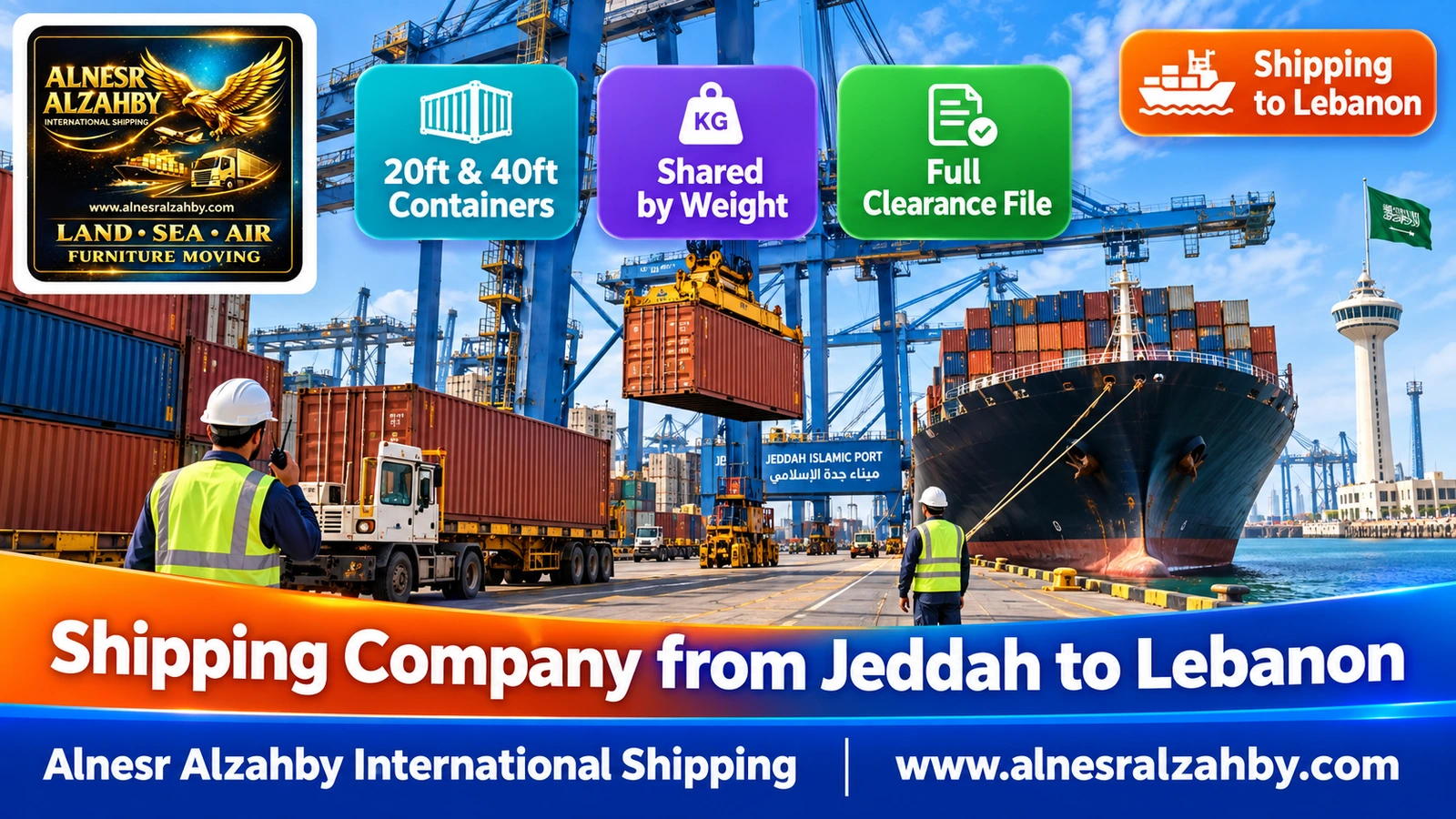 Huge cranes loading containers at Jeddah Islamic Port