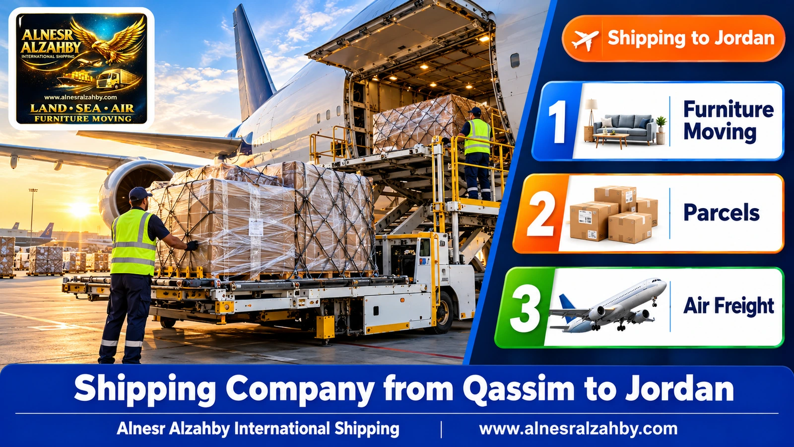 Stretch-wrapped parcels loaded onto a cargo plane on a modern apron