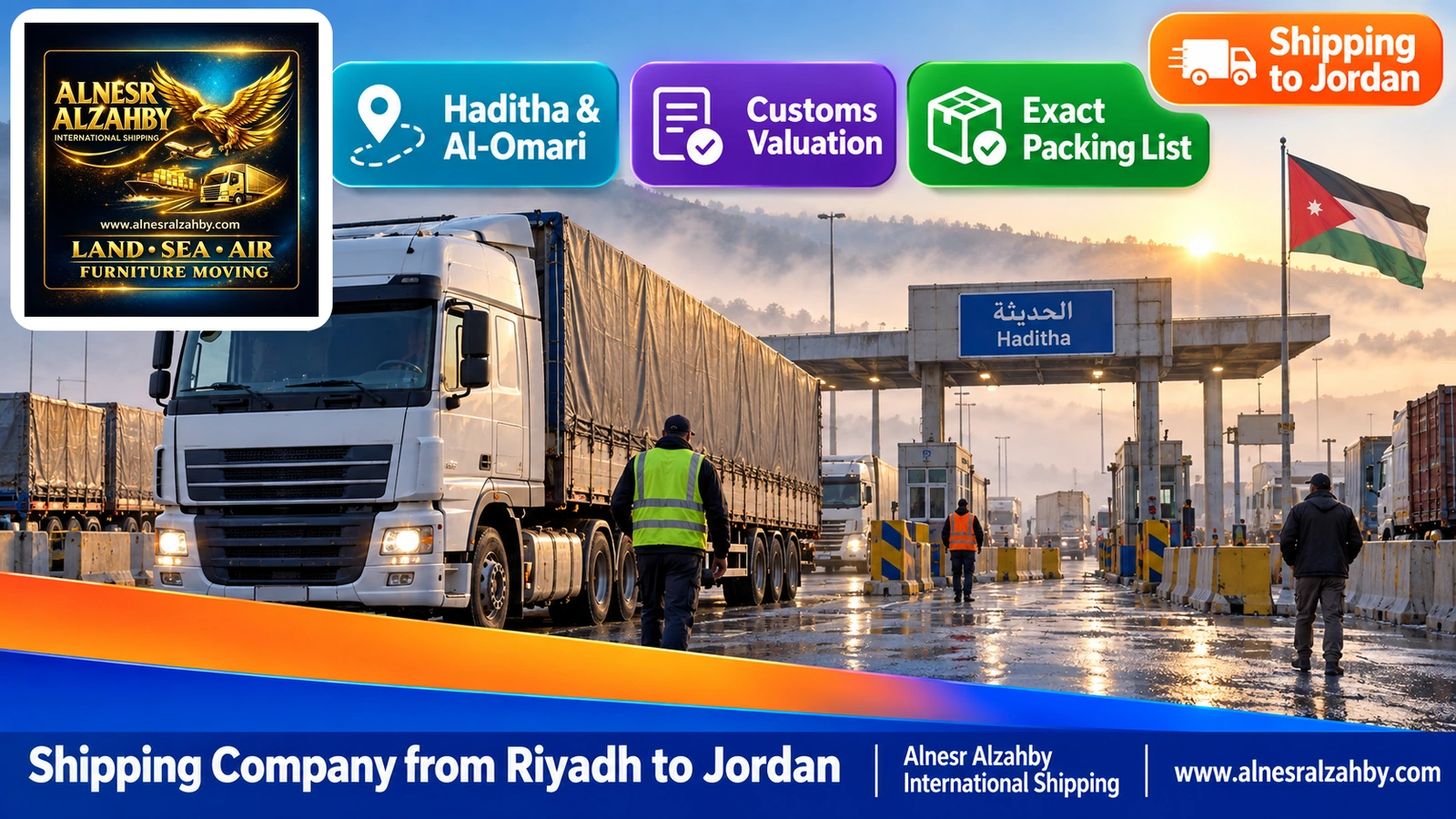 A truck in the Haditha crossing yard on a misty morning
