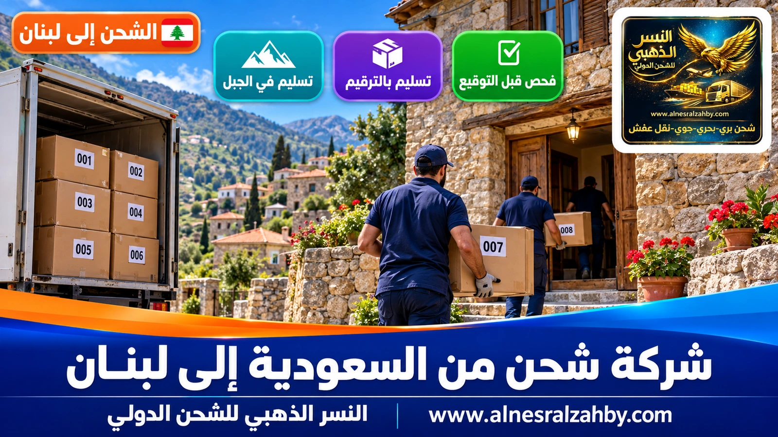 فريق يسلّم صناديق مرقمة في بيت حجري بقرية جبلية لبنانية