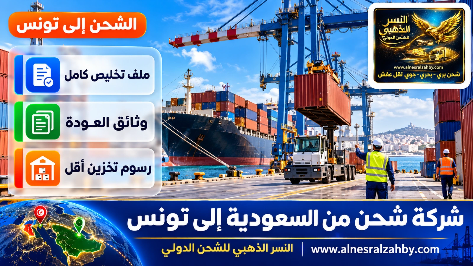 رافعات وحاويات في ميناء رادس