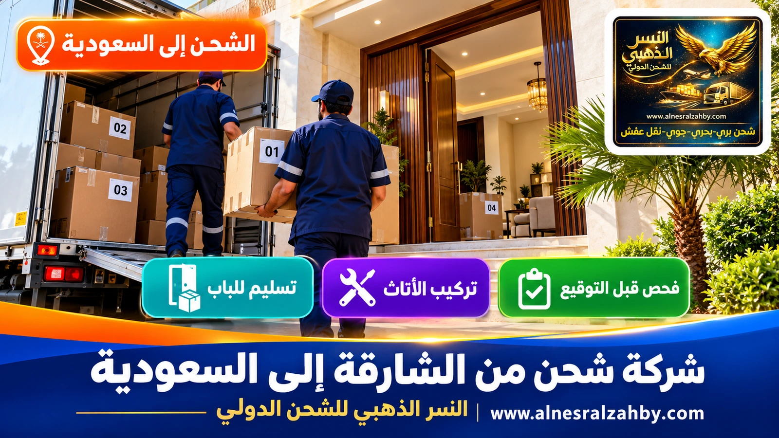 فريق يسلّم صناديق مرقمة في بيت حديث بالسعودية