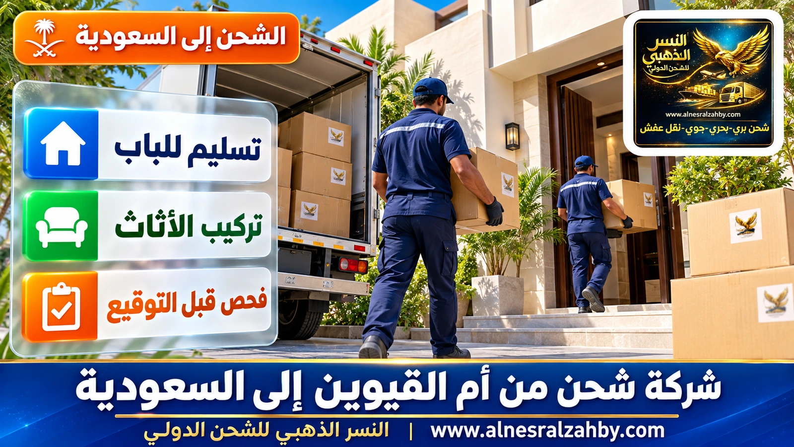 فريق يسلّم صناديق مرقمة في بيت حديث بالسعودية
