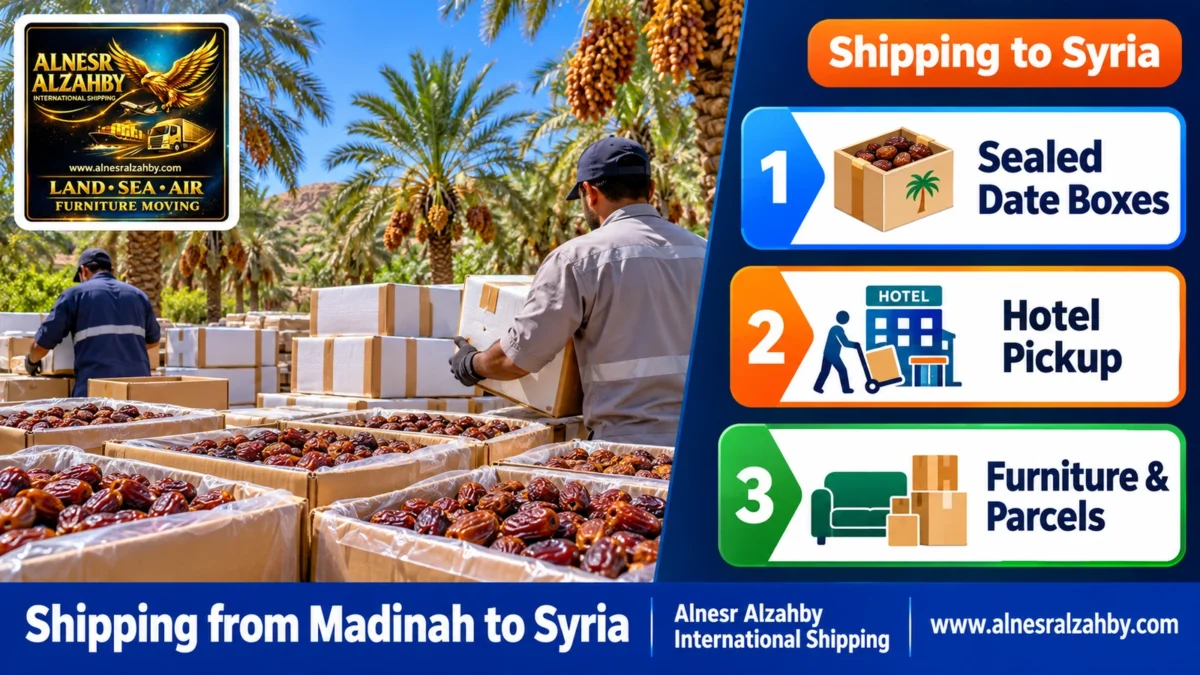 Shipping from Madinah to Syria — Alnesr Alzahby International Shipping