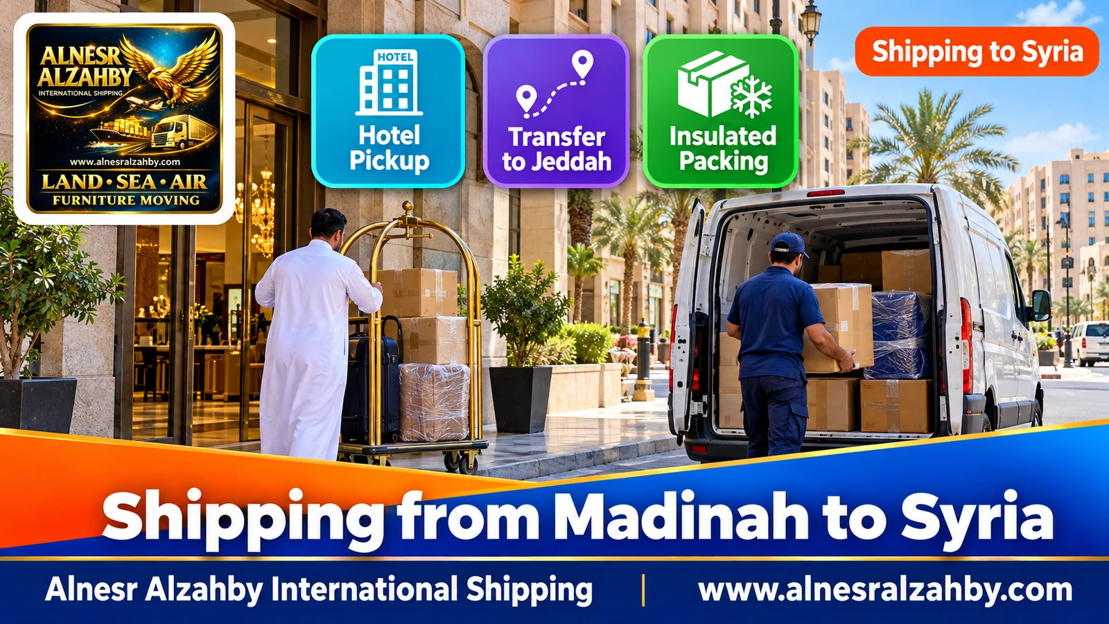 Collecting visitors' parcels near a hotel in Madinah by prior arrangement