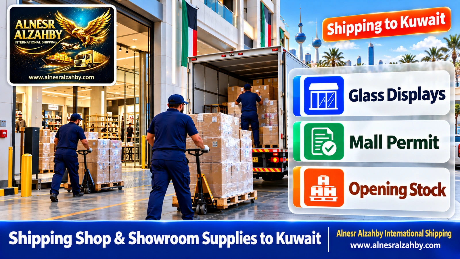 Shop supplies unloaded at a Kuwait mall through the delivery entrance