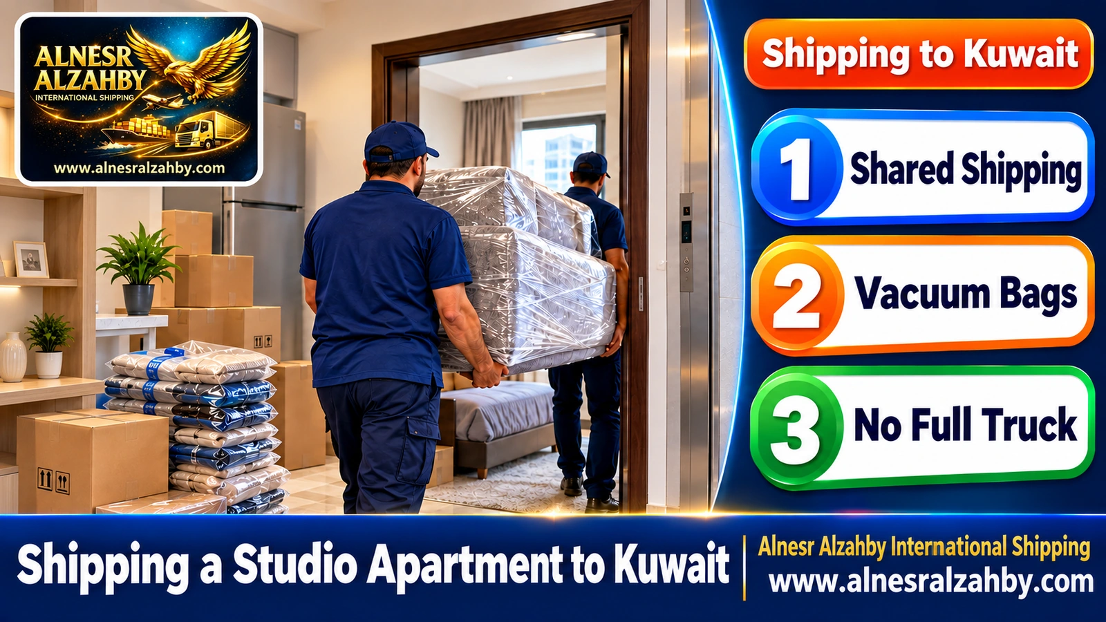 Studio furniture delivered to a small apartment in a Farwaniya building