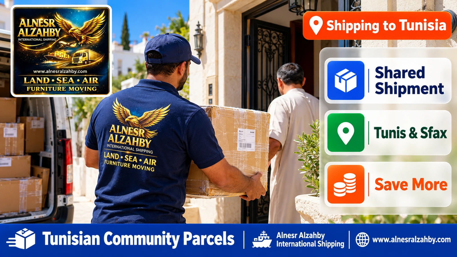 A family parcel delivered to a family's home in Tunisia