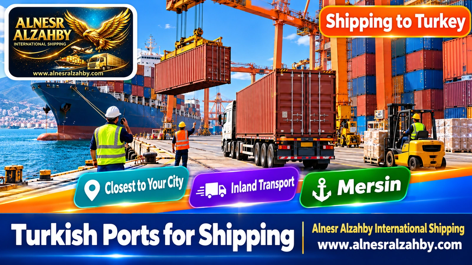 Containers being unloaded at the port of Mersin on the Mediterranean