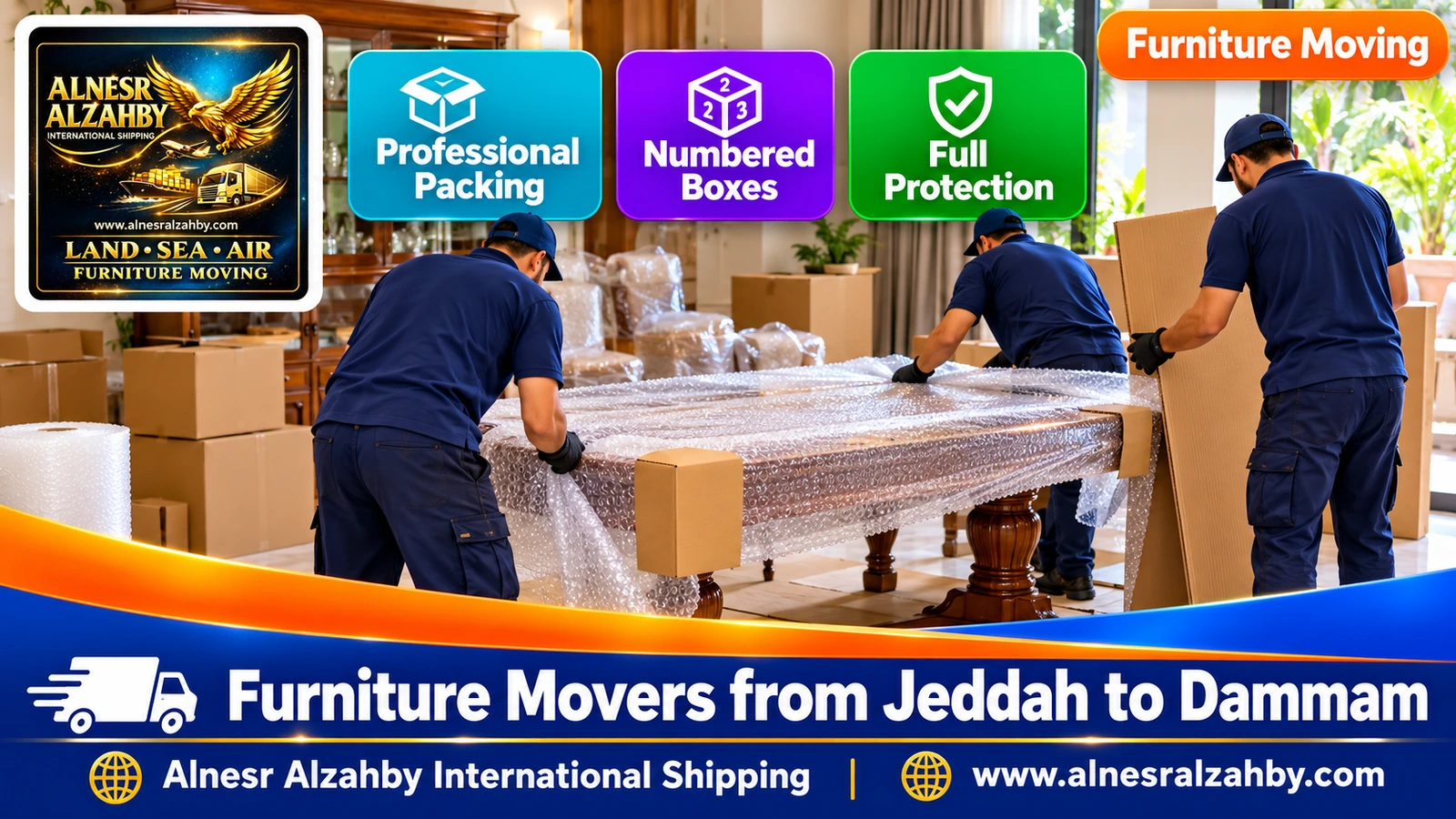 Loading wrapped furniture into the dyna