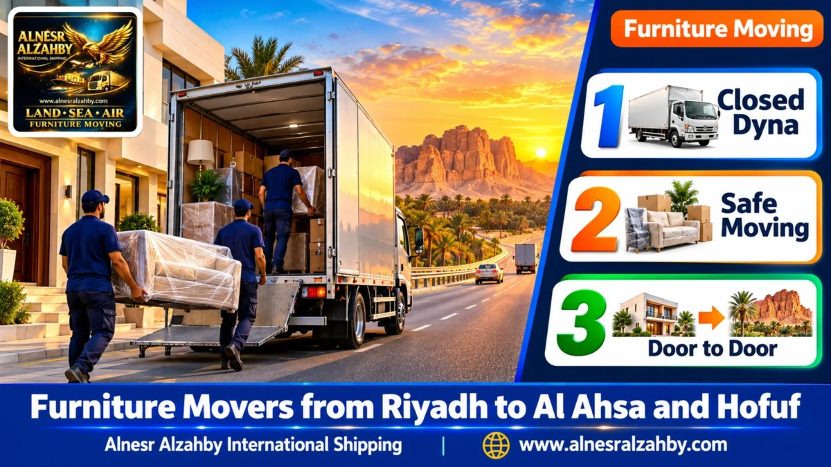 Furniture Movers from Riyadh to Al Ahsa and Hofuf — Alnesr Alzahby