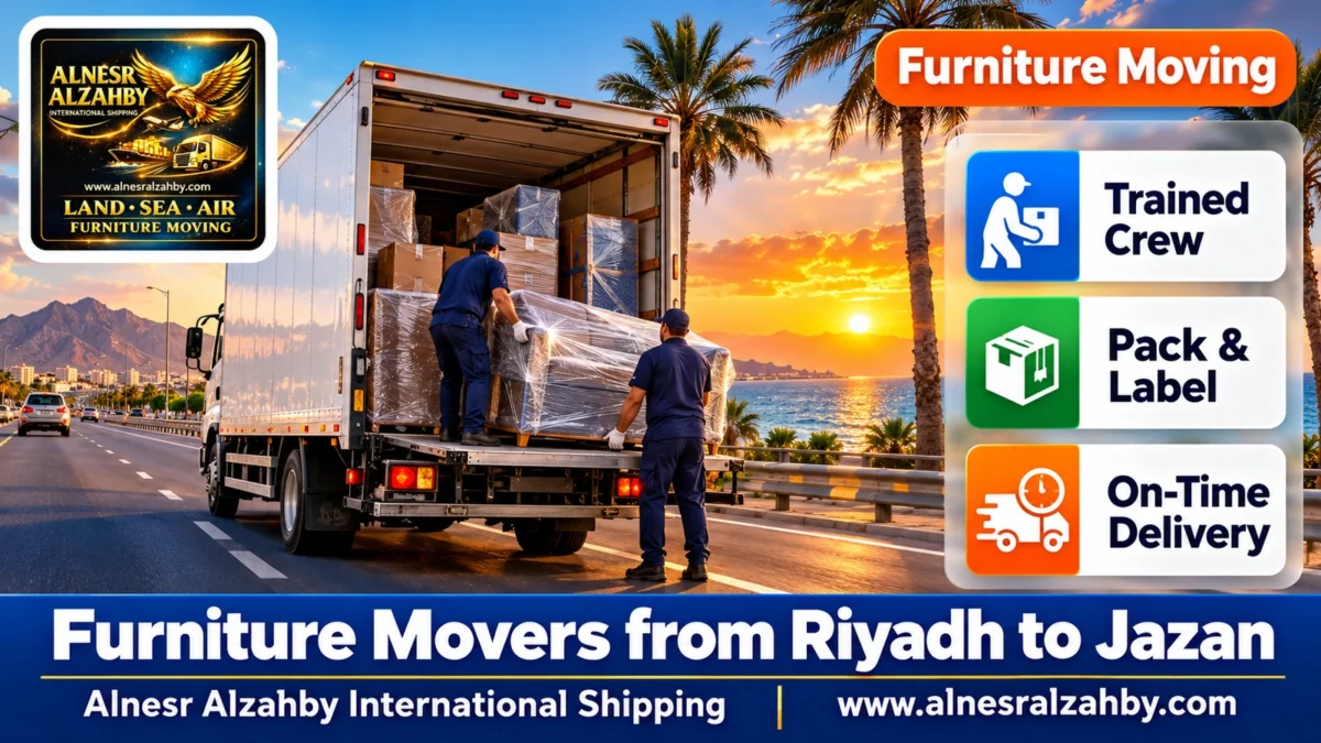 Furniture Movers from Riyadh to Jazan — Alnesr Alzahby